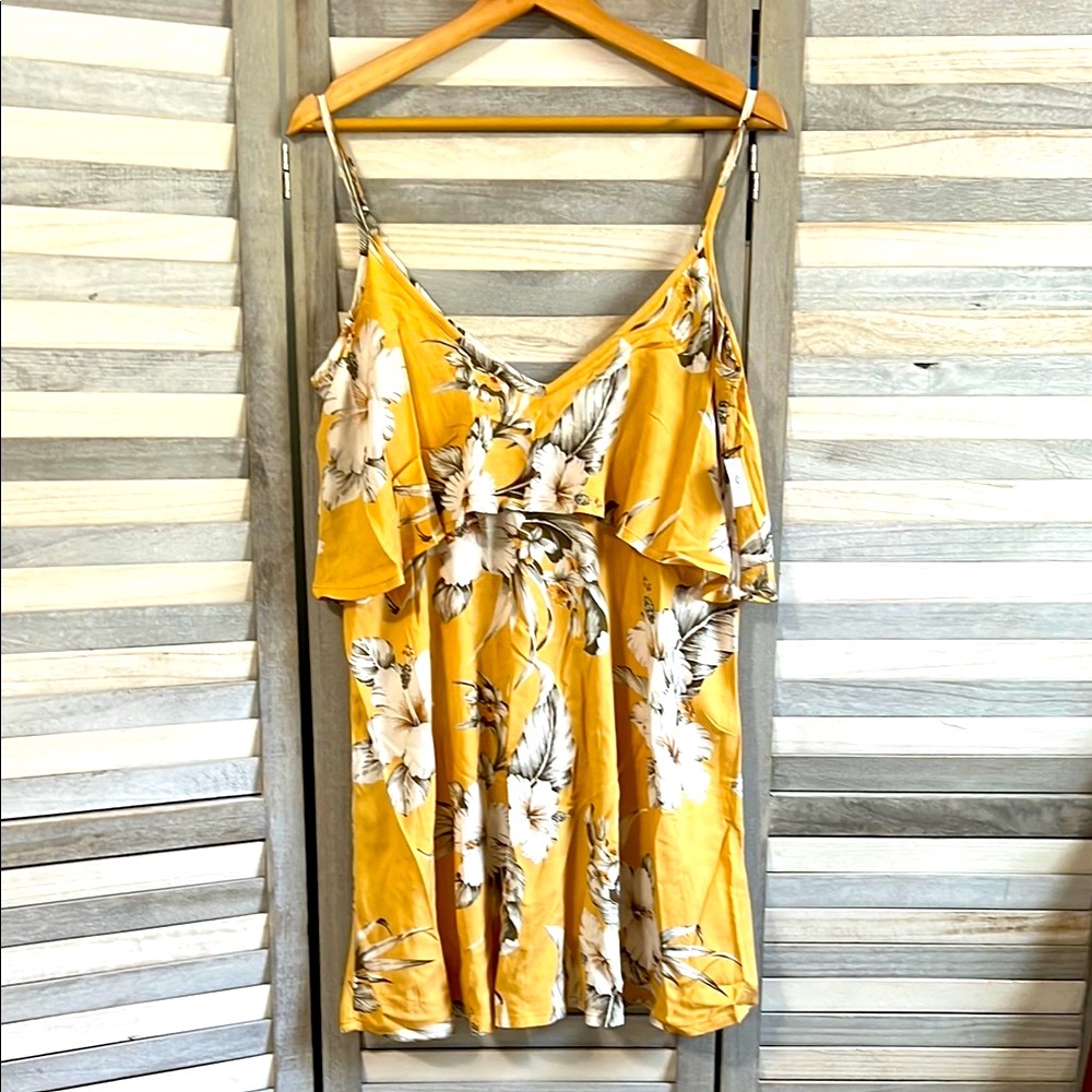 Rip curl oversized Floral butter Yellow Dress coverup